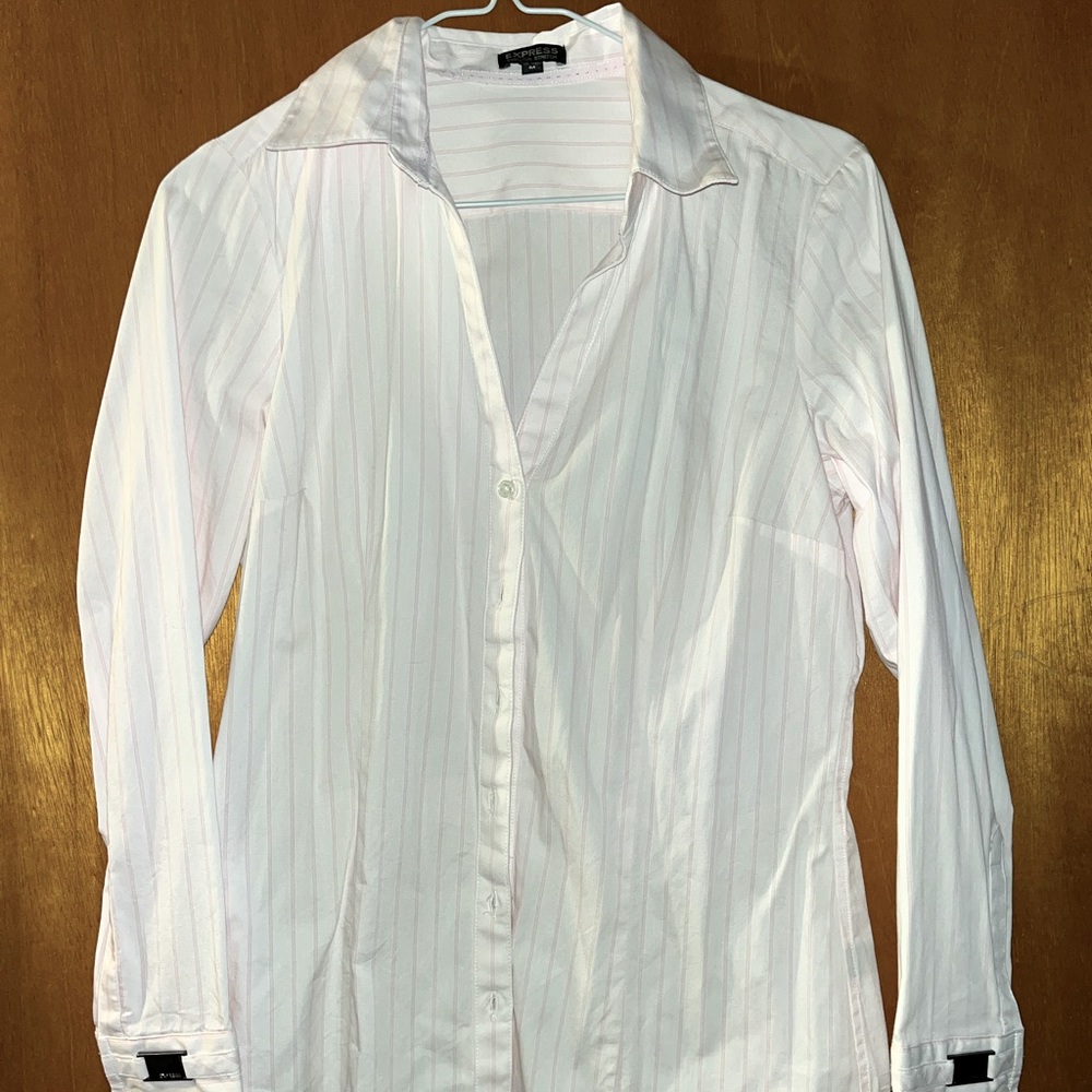 Pale pink pinstripe Express button down
